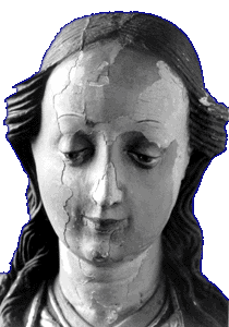 Ausschnitt: abblätternde Überfassung, Vorzustand