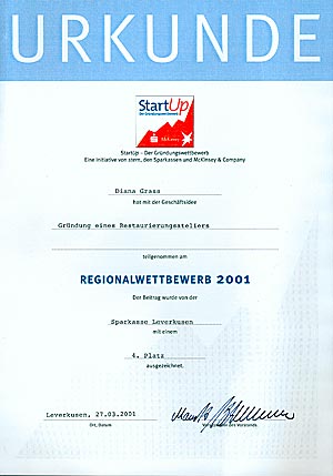 4. Platz, Urkunde StartUp